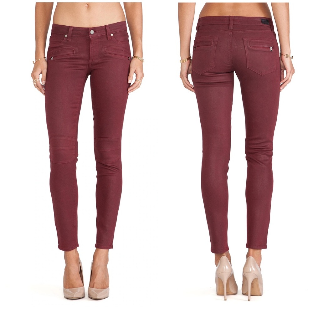 PAIGE Denim Maroon Coated Jeans